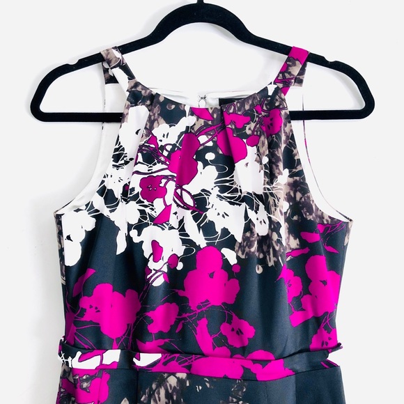 Tahari Malia Dress Sheath Floral Print Magenta 6 - Picture 3 of 16